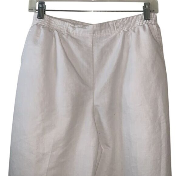 Alfred Dunner Womens White Pull-On Elastic Waist Pants Size 10 Cotton Blend - Picture 4 of 7